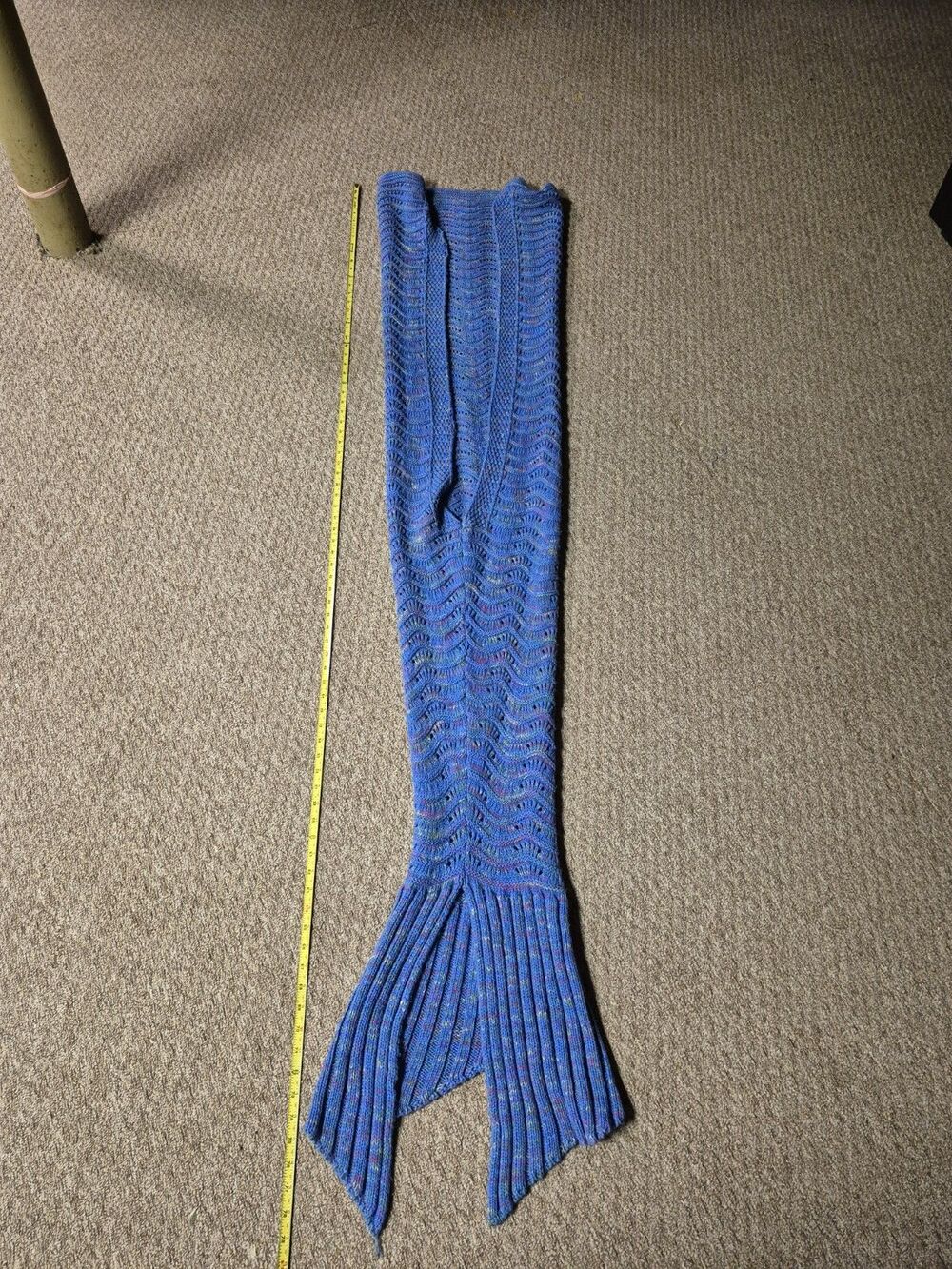 Mermaid Tail Blanket – Soft Knit Crochet Sleeping Bag Throw Blue And Multi Color
